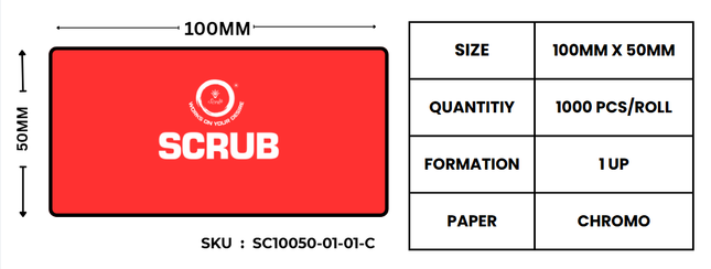 Scrub 100x50mm Barcode Blank Labels,Chromo,1000 Labels in roll