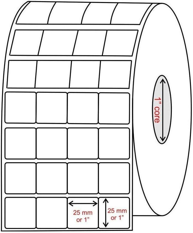 Scrub 25x25 (Chromo) Barcode Stickers, 8000 Label in Roll, 4up