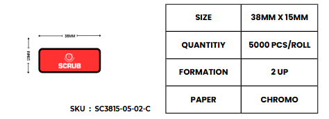 Scrub® 38x15mm Blank Labels,2UP Per Row Chromo 5000 Labels in roll