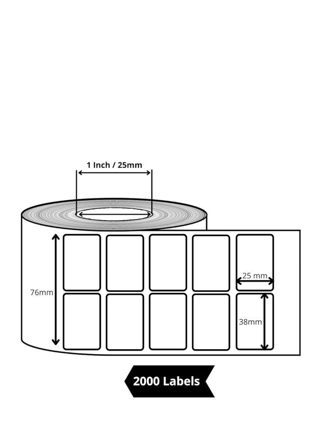 Scrub® 38x25mm Blank Labels,2UP Per Row Scrub Chromo, Thermal Transfer Barcodes, 3000 Labels in roll