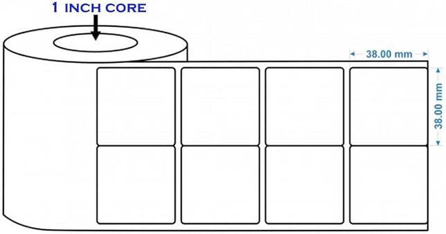 Scrub 38x38mm Barcode Blank Labels,2UP Per Row Chromo,2500 Labels in roll
