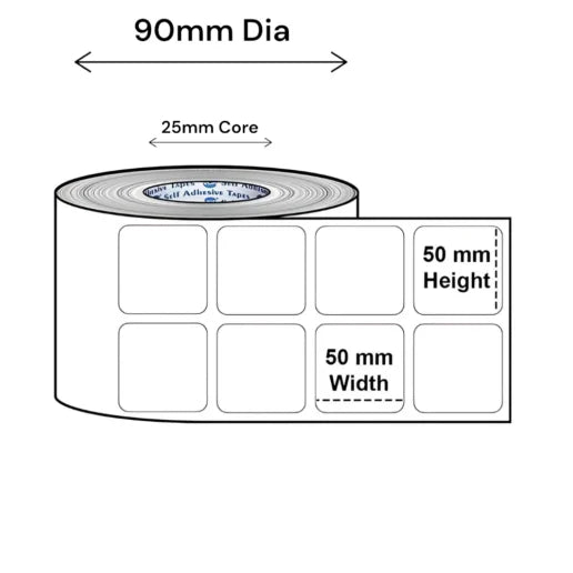 Scrub 50x50, 2inch, 2Up, 2000Pcs Per Roll Self Adhesive Rectangular Shape White Barcode Chromo Paper Label Sticker