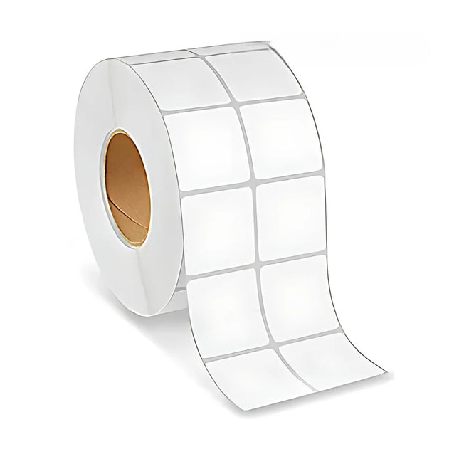 Scrub 50x50, 2inch, 2Up, 2000Pcs Per Roll Self Adhesive Rectangular Shape White Barcode Chromo Paper Label Sticker