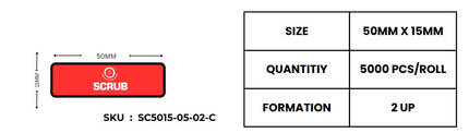 Scrub®50x15mm Barcode Blank Label,2UP Per Row Chromo,5000 Labels in roll