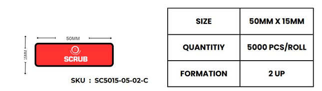 Scrub®50x15mm Barcode Blank Label,2UP Per Row Chromo,5000 Labels in roll