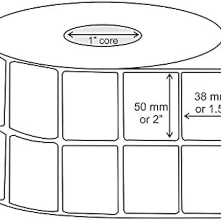 Scrub 50x38mm Barcode Blank Labels,2UP Per Row Chromo,2500 Labels in roll