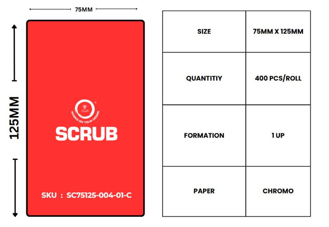 Scrub® 75x125mm Barcode Blank Labels,1UP Per Row Chromo,400 Labels in roll