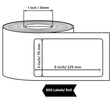 Scrub® 75x125mm Barcode Blank Label,1UP Per Row, Direct Thermal,400 Labels in roll