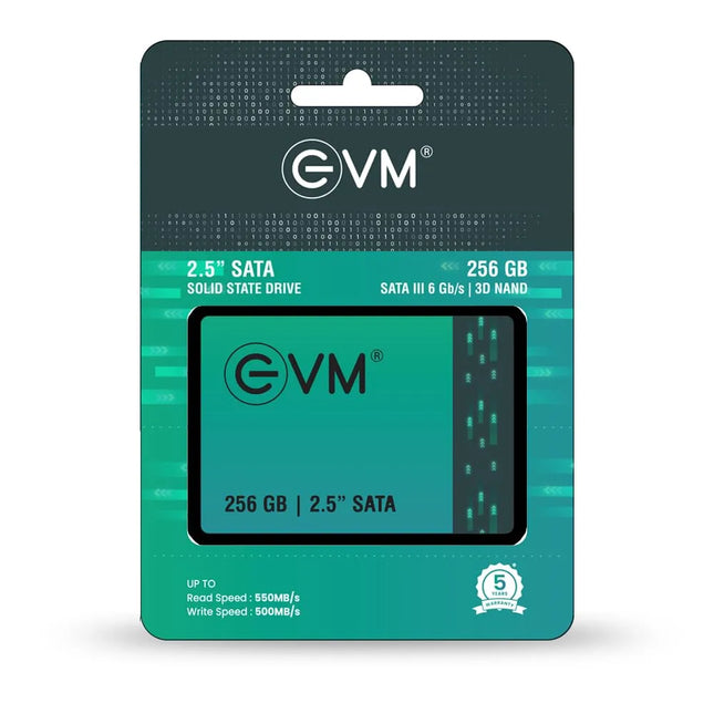 EVM 256GB 2.5-Inch SATA III Internal SSD – 550MB/s Read & 500MB/s Write, 3D NAND, 5-Year Warranty, Laptop & Desktop Solid State Drive (EVM25/256GB)