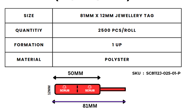 Scrub® Barcode Label 81X12 1UP 2500PCS Polyster